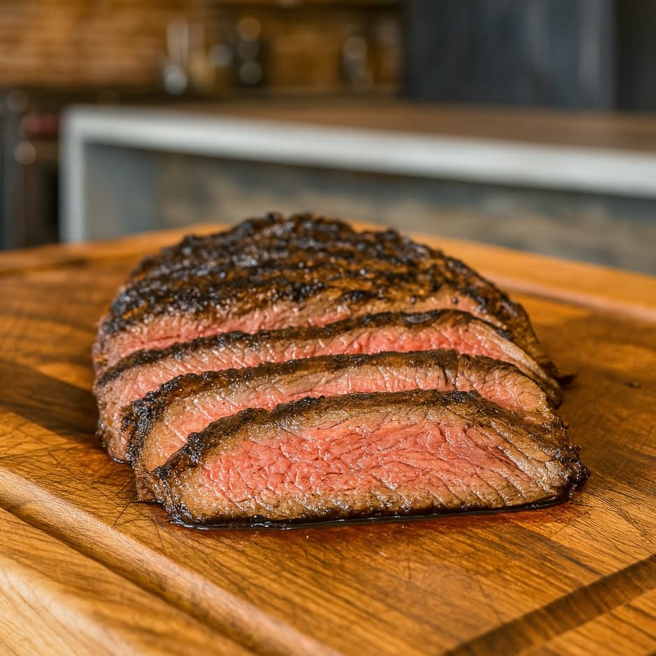 Ellington Catering grilled flank steak sliced and ready to serve